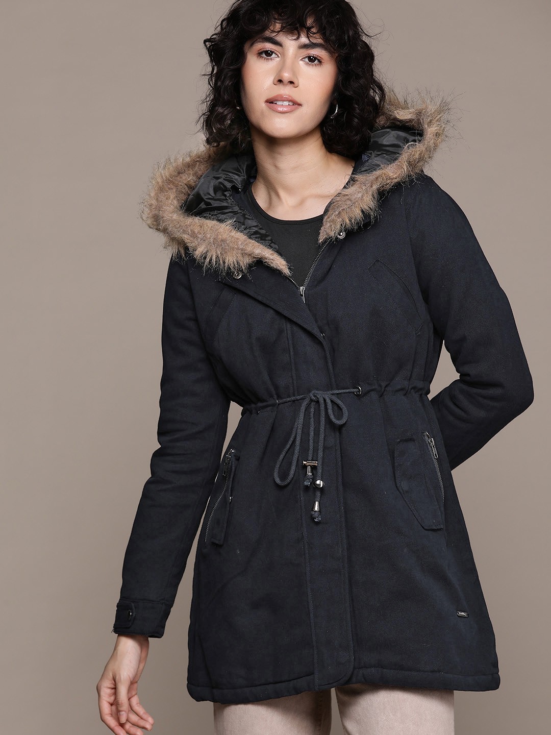 

The Roadster Lifestyle Co. Longline Parka Jacket, Navy blue