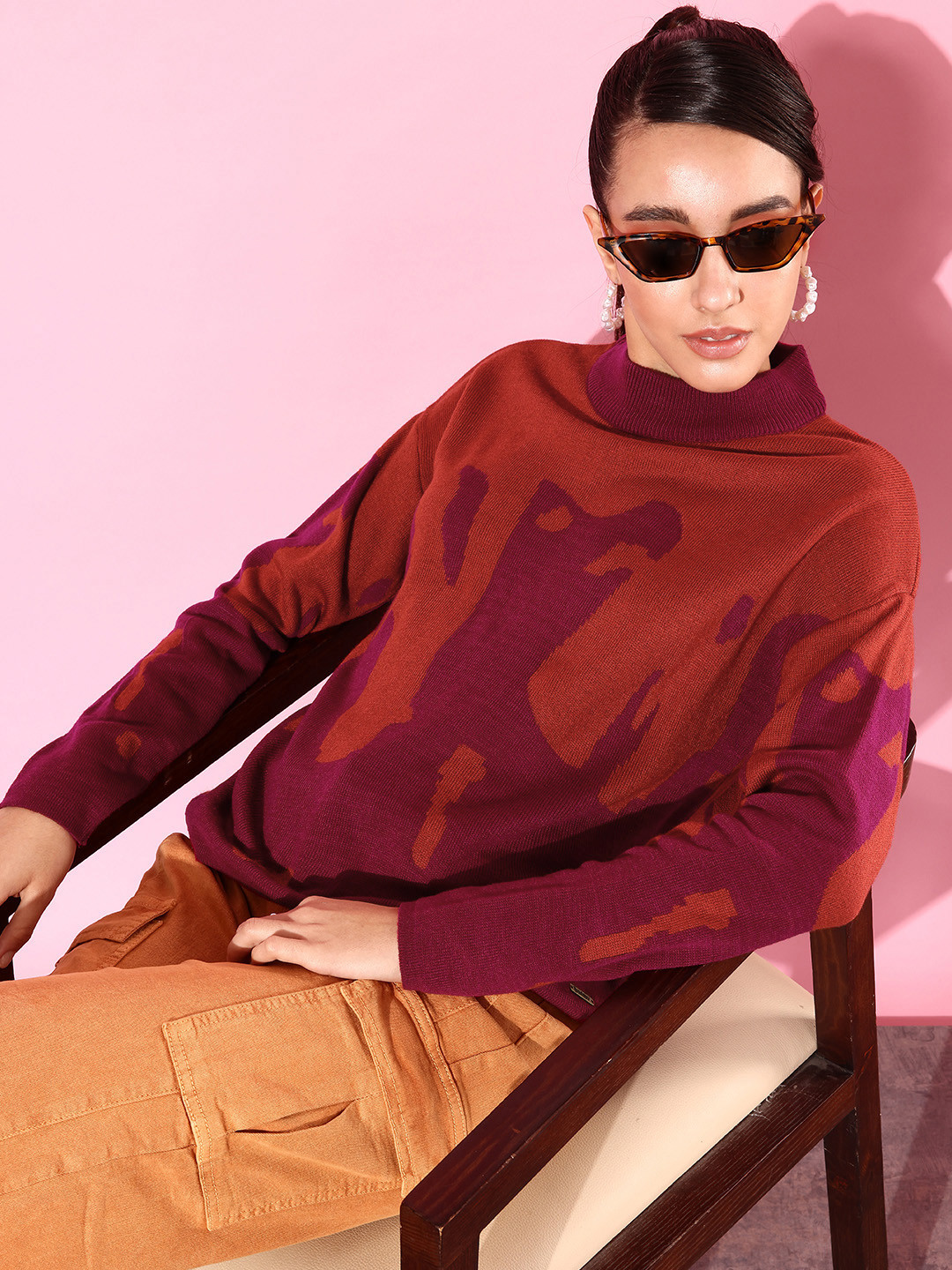 

The Roadster Life Co. Quirky Pullover Sweater, Magenta