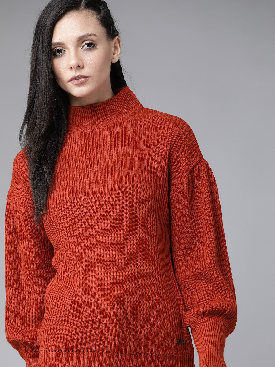 

Roadster Women Red Ribbed Pullover Sweater