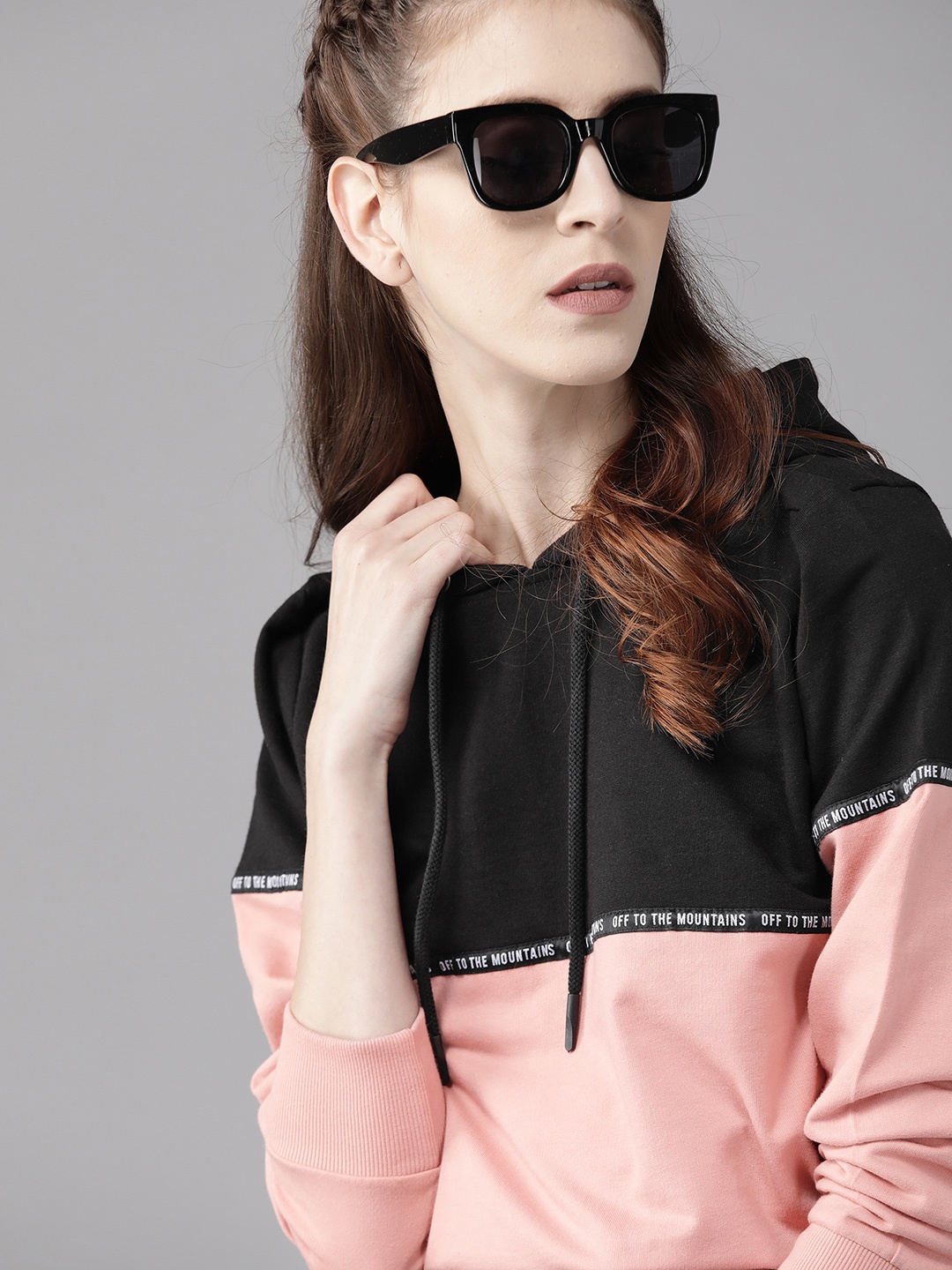 

The Roadster Lifestyle Co. Colourblocked Hooded Sweatshirt, Pink