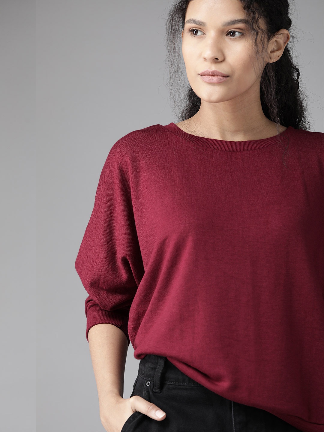 

Roadster Women Magenta Solid Sweatshirt