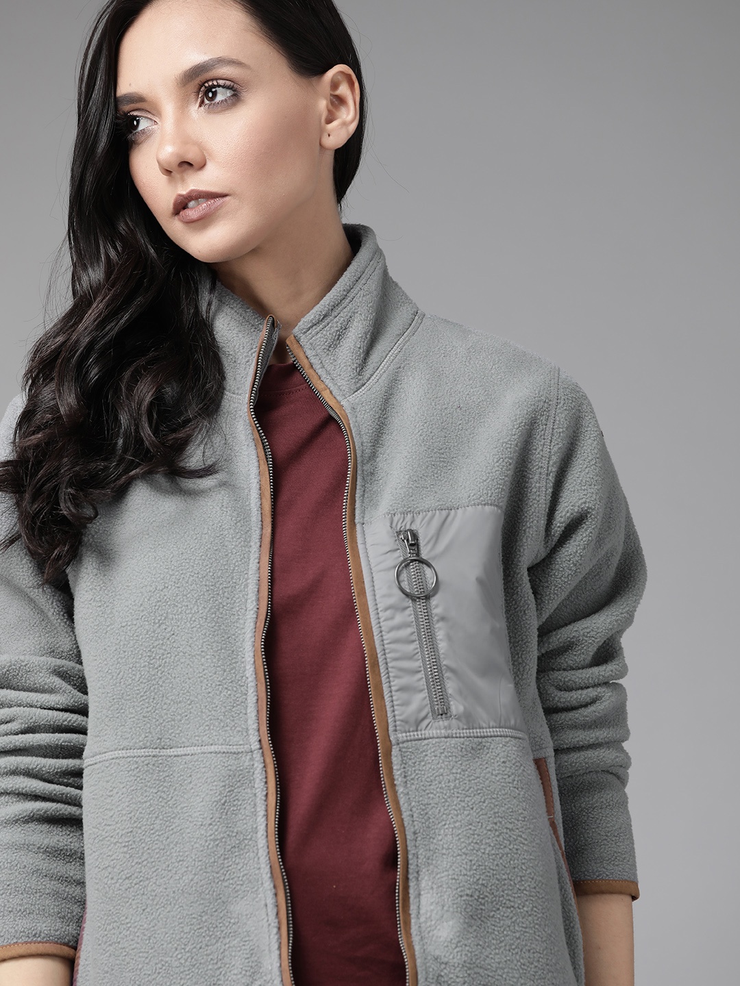 

Roadster Women Grey Solid Sweatshirt