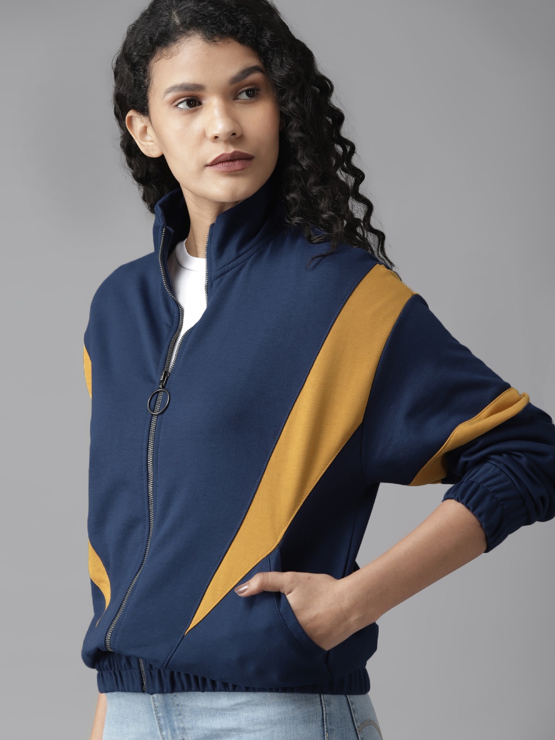 

Roadster Women Navy Blue Solid Sweatshirt