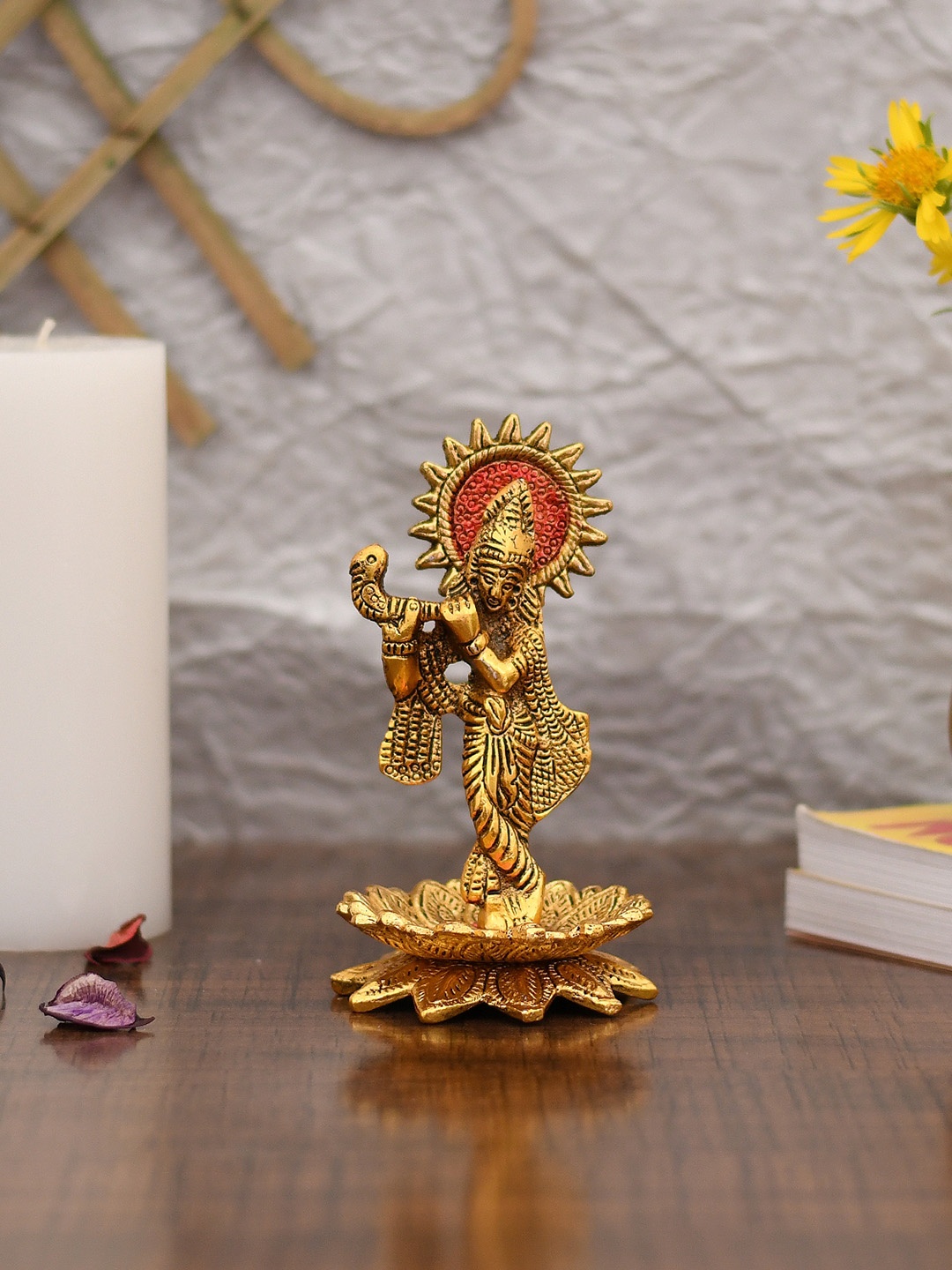 

CraftVatika Gold-Plated Flute Playing Krishna Idol Showpiece