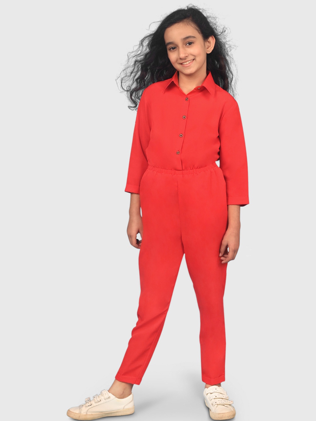 

Uptownie Lite Girls Roll Up Jumpsuit, Red