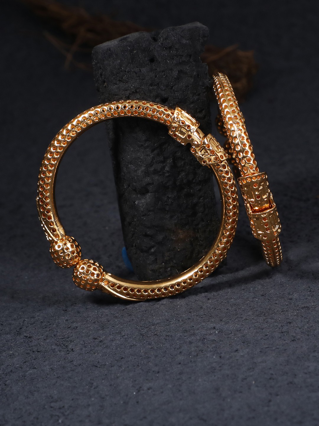 

Adwitiya Collection Set Of 2 Gold-Plated Handcrafted Bangles