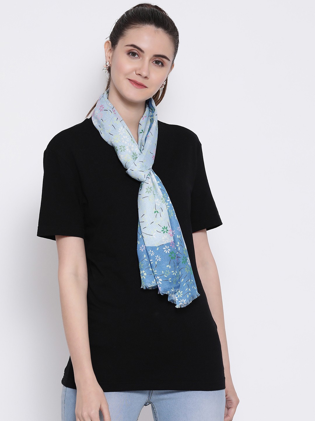 

SHINGORA Women Blue & Off-White Printed Stole