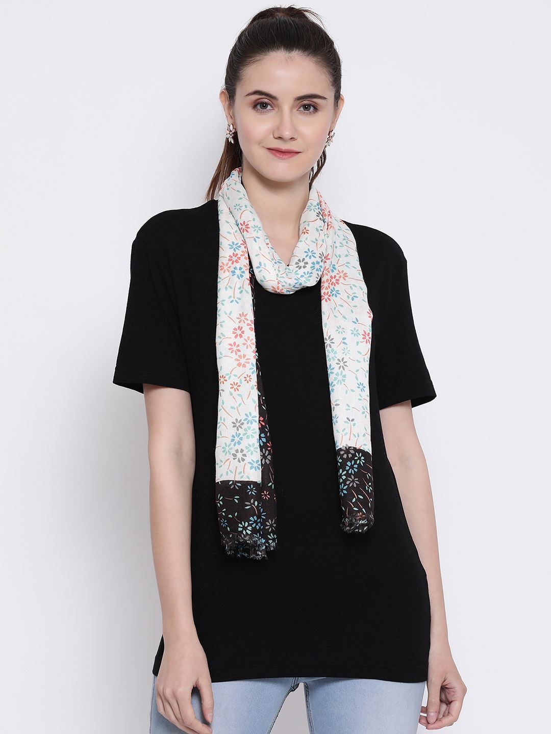 

SHINGORA Women Off-White Printed Stole
