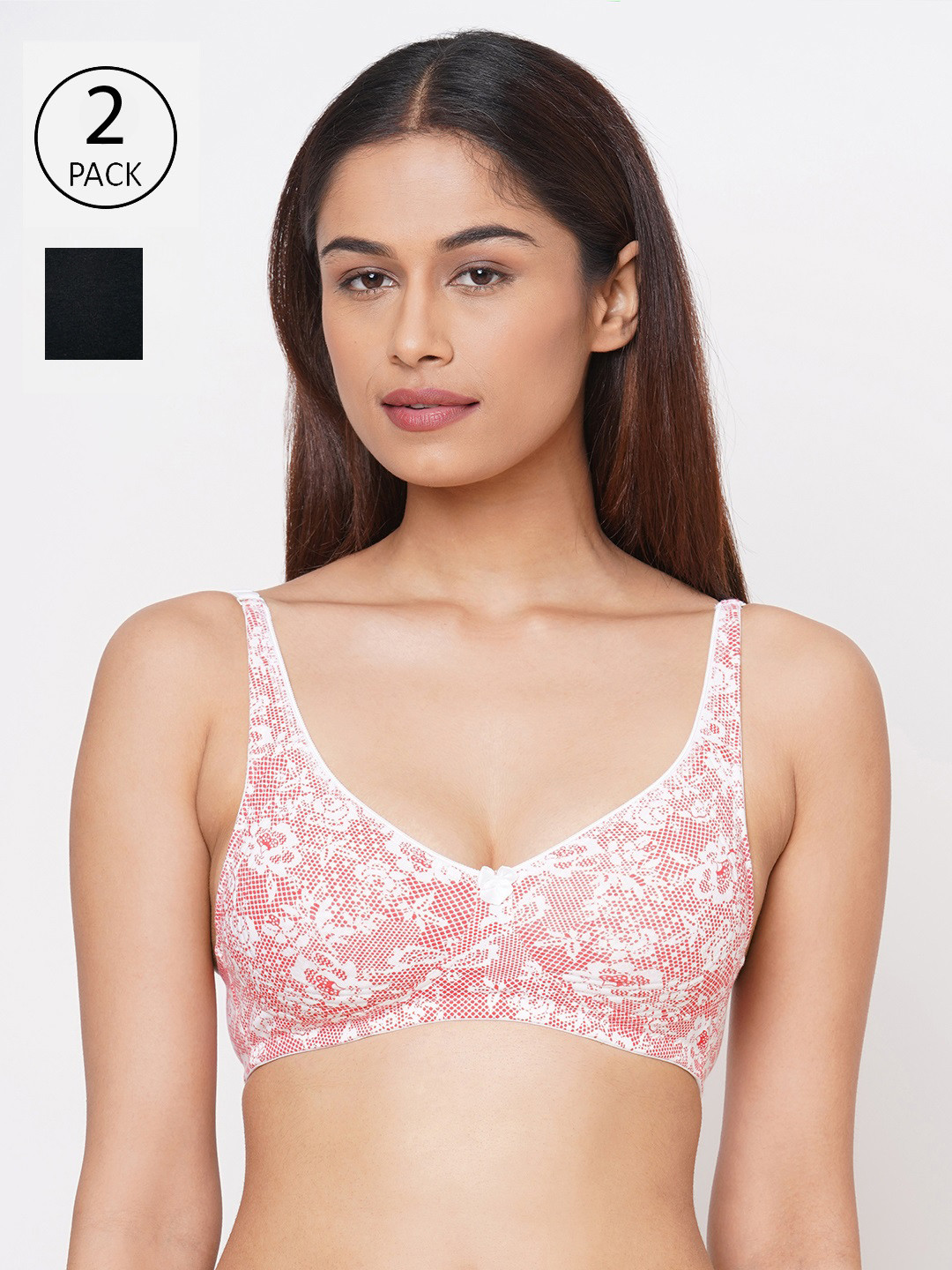 

Inner Sense Pack of 2 Non-Wired Non Padded T-shirt Bras ISB057, Pink