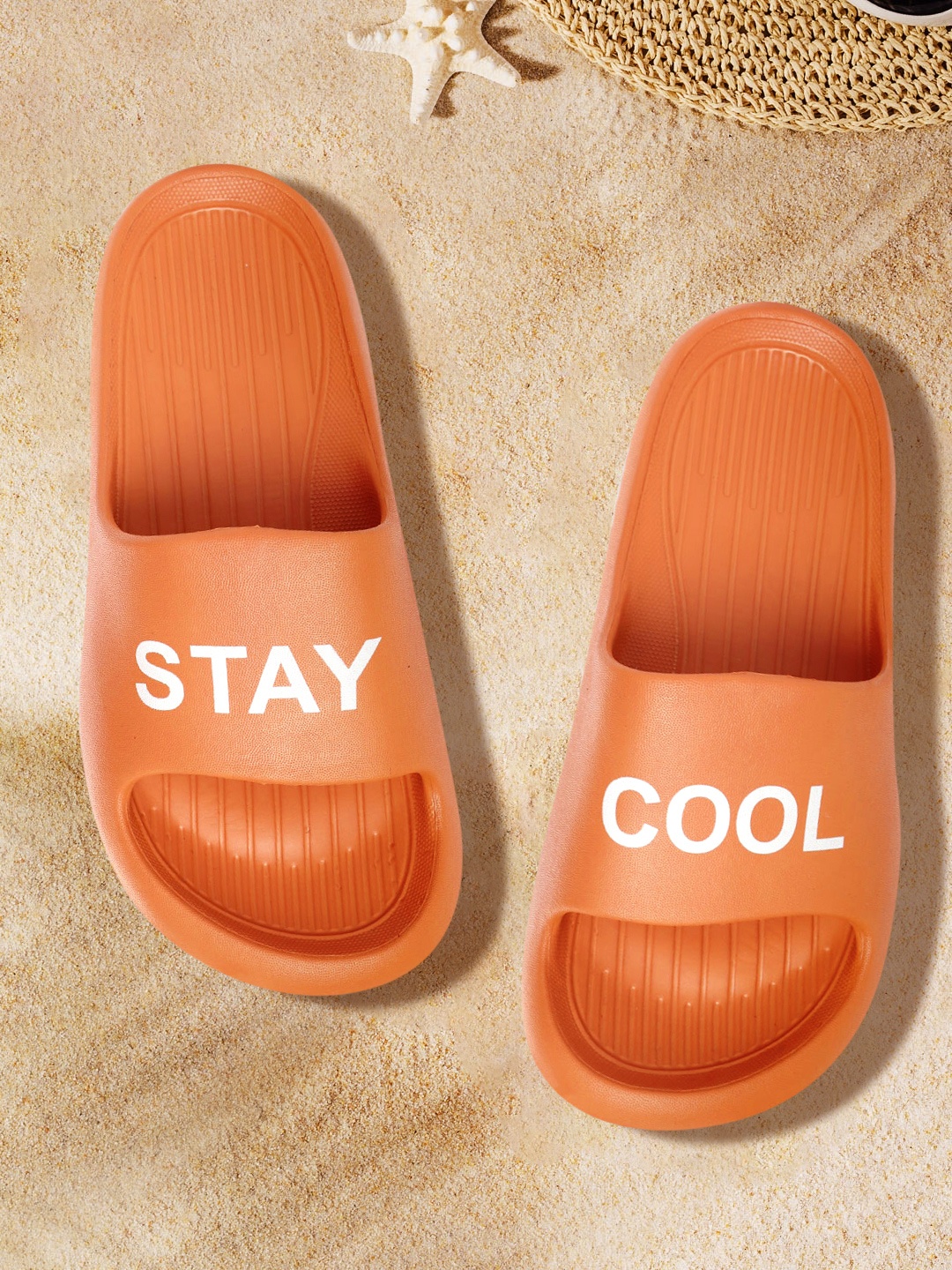 

Mast & Harbour Women Orange & White Stay Cool Print Sliders