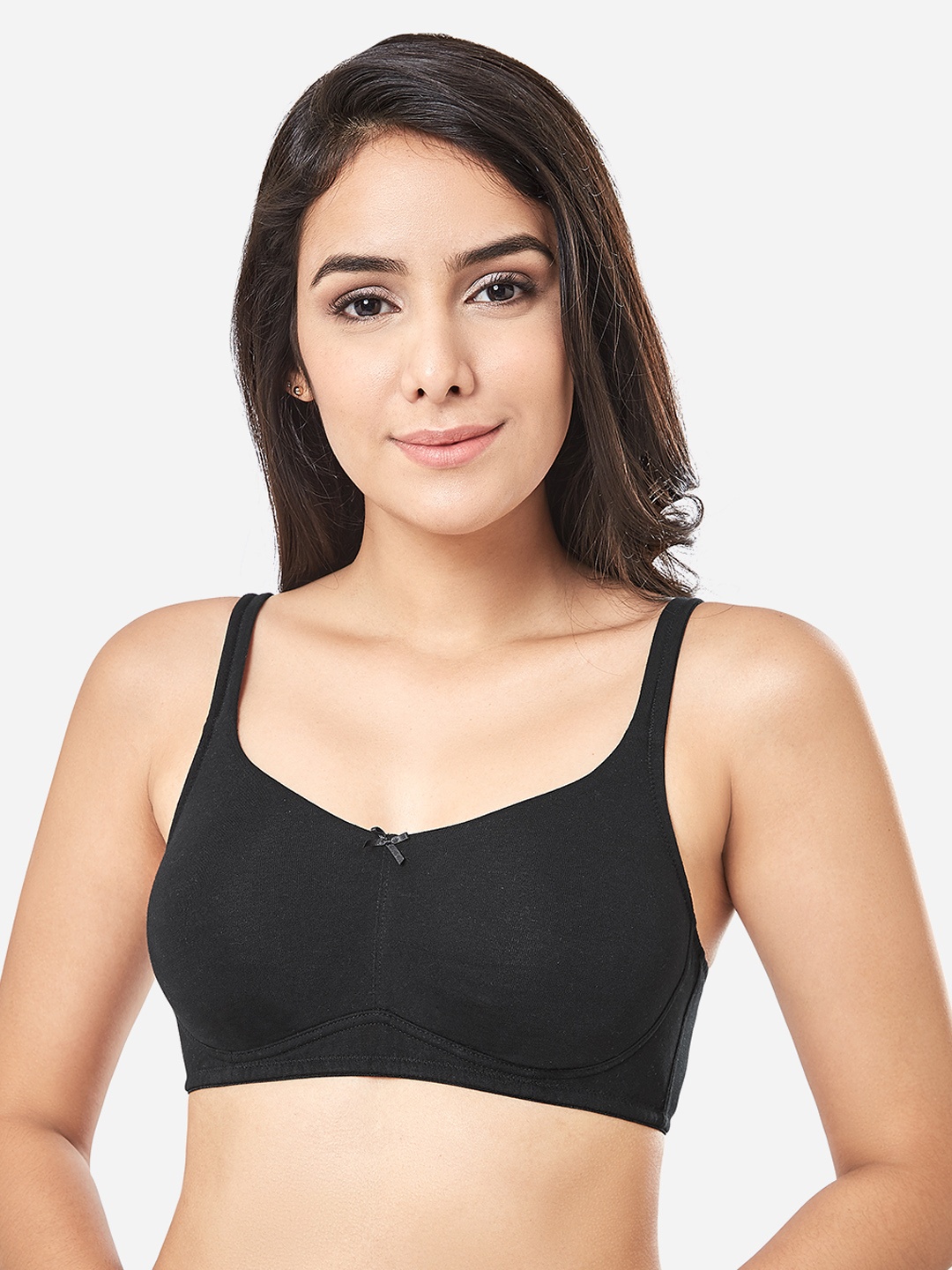 

every de by amante Solid Non Padded Wirefree Elegant Concealer Super Support Bra - EB005, Black