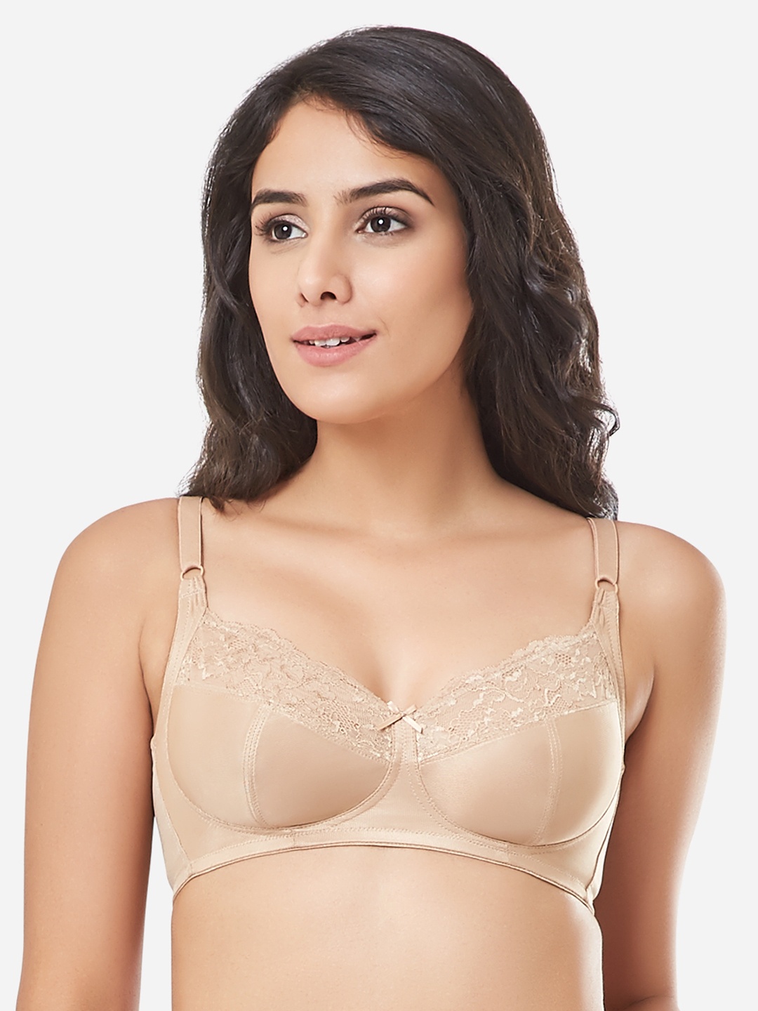 

every de by amante Non Padded Wirefree Lace Contour Super Support Bra EB006, Beige