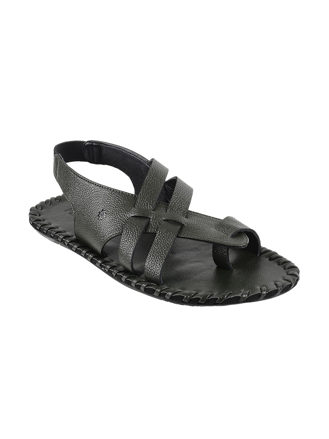 

Metro Men Green Leather Comfort Sandals