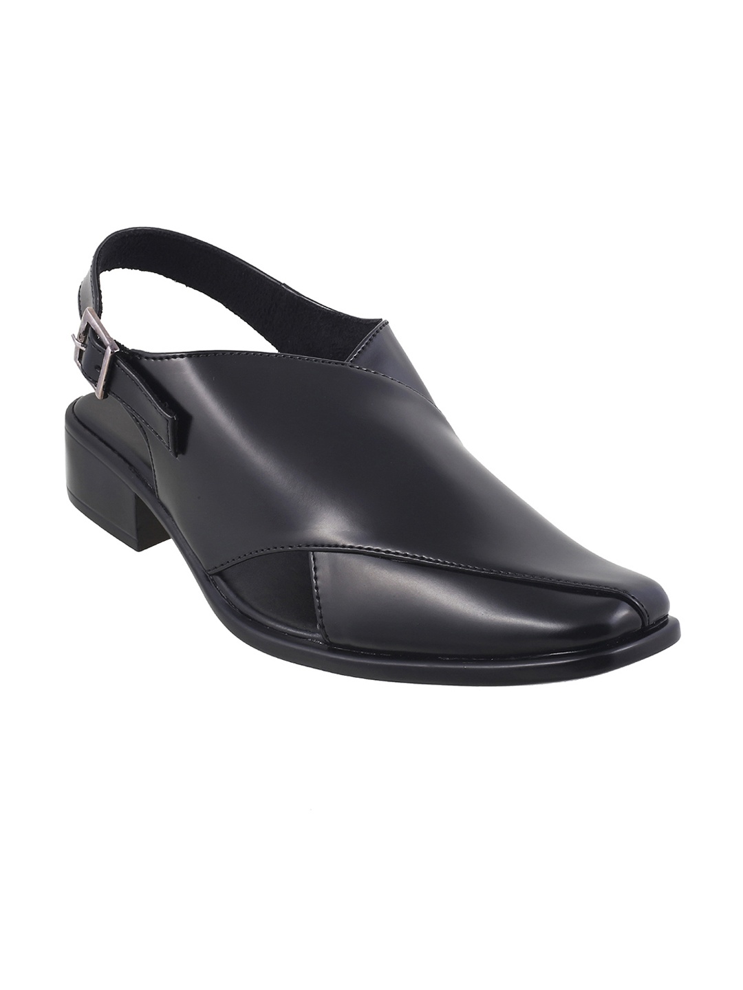 

Metro Men Black Leather Shoe-Style Sandals