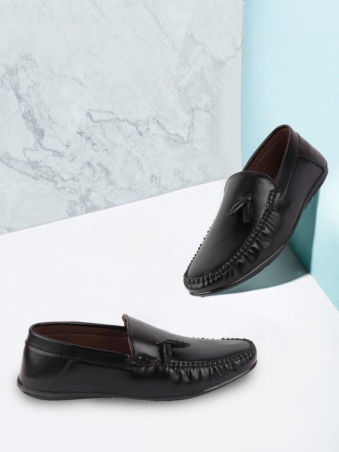 

FAUSTO Men Black Solid Tassel Loafers