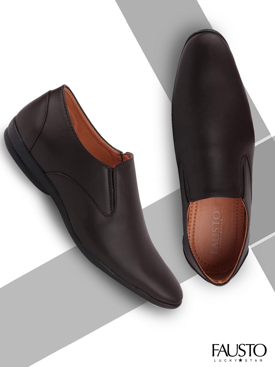 

FAUSTO Men Brown Solid Formal Slip-Ons