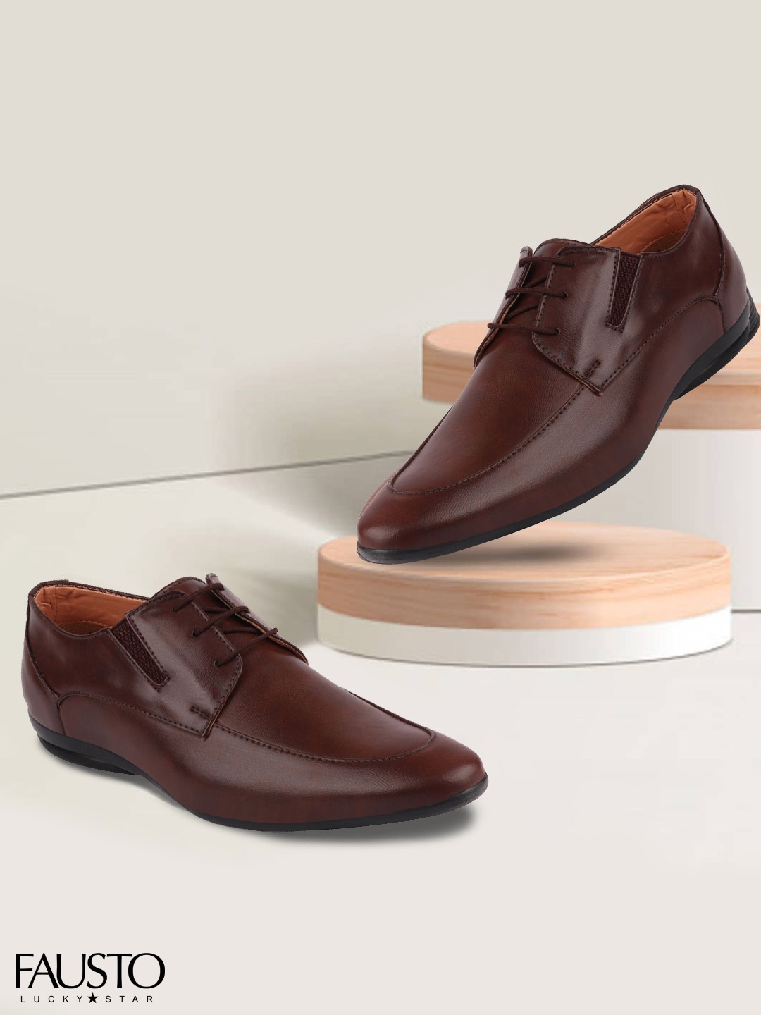 

FAUSTO Men Brown Solid Formal Derbys