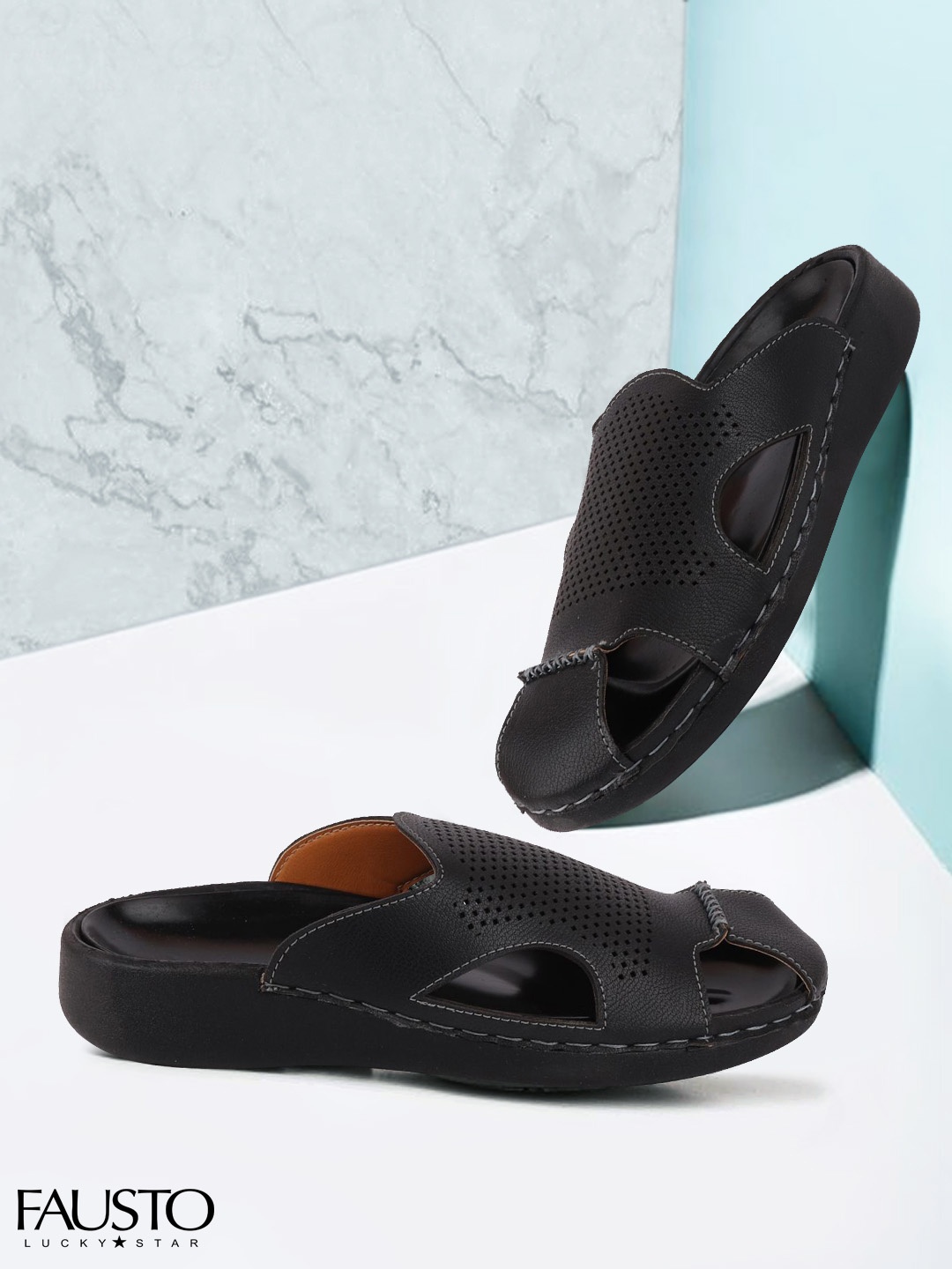 

FAUSTO Men Black Fisherman Sandals