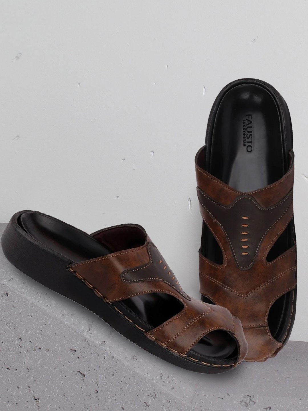 

FAUSTO Men Brown Comfort Sandals