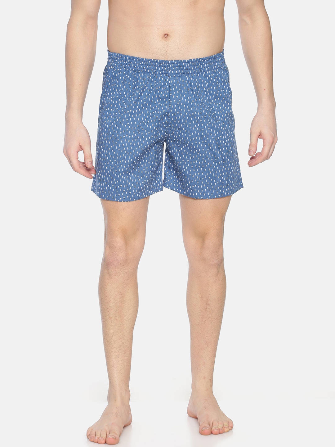 

Bene Kleed Men Blue & White Anti-Bacterial Printed Pure Cotton Boxers BOMBS02SC04L34-3800A