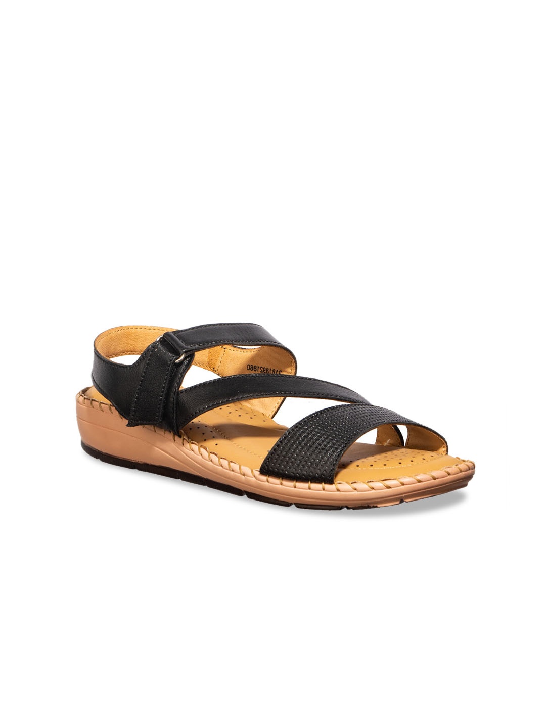 

Khadims Women Black Solid Leather Open Toe Flats