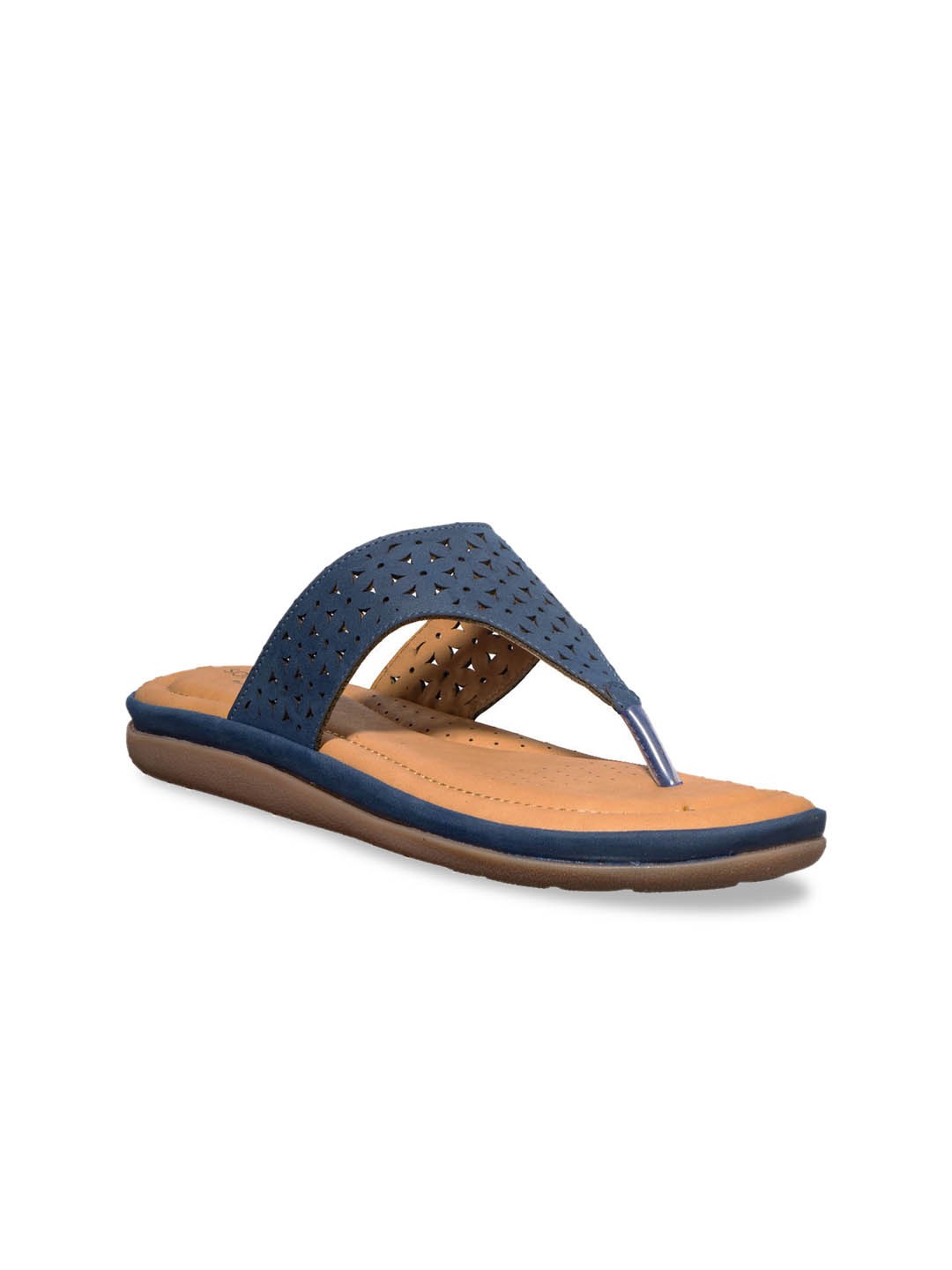

Khadims Women Navy Blue Solid Open Toe Flats