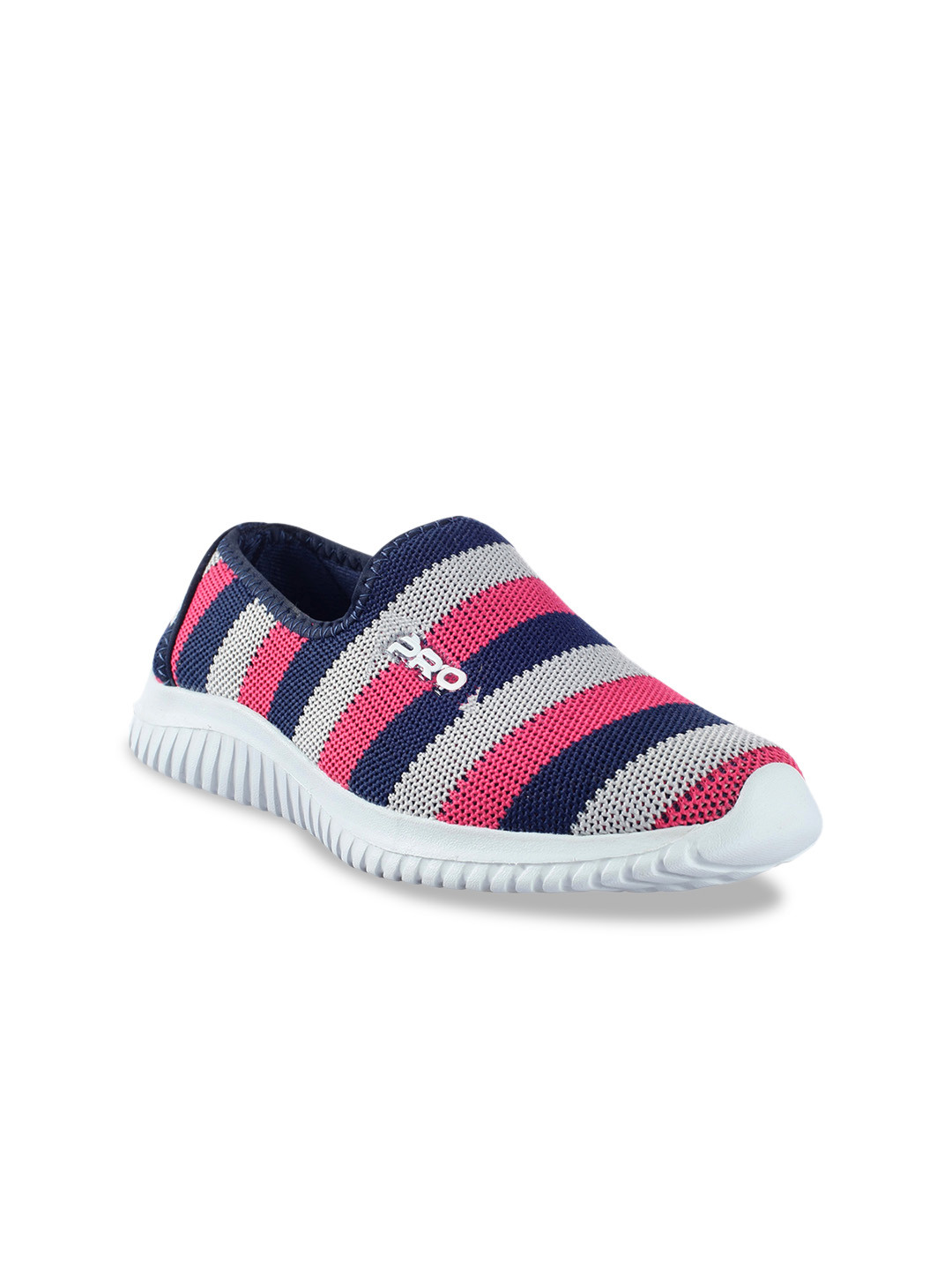 

Khadims Women Grey & Pink Woven Design Slip-On Sneakers