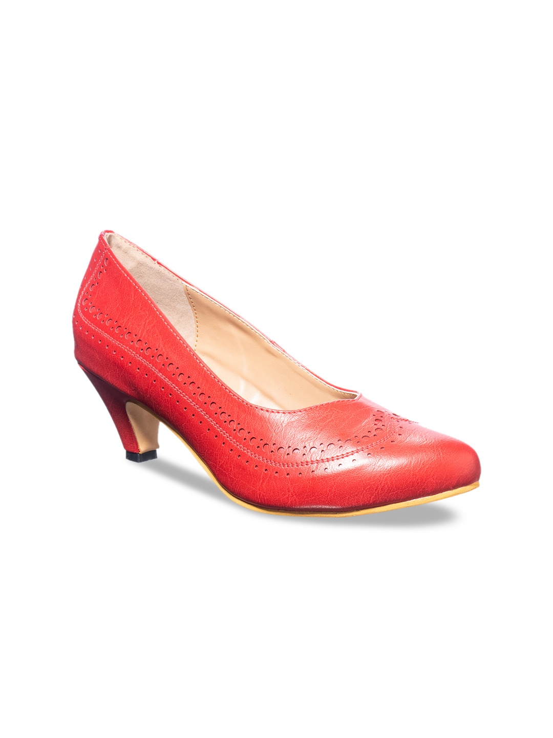 

Khadims Women Coral Red Solid Pumps