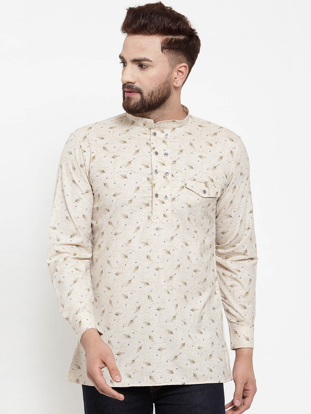 

KLOTTHE Men Beige Printed Straight Kurta