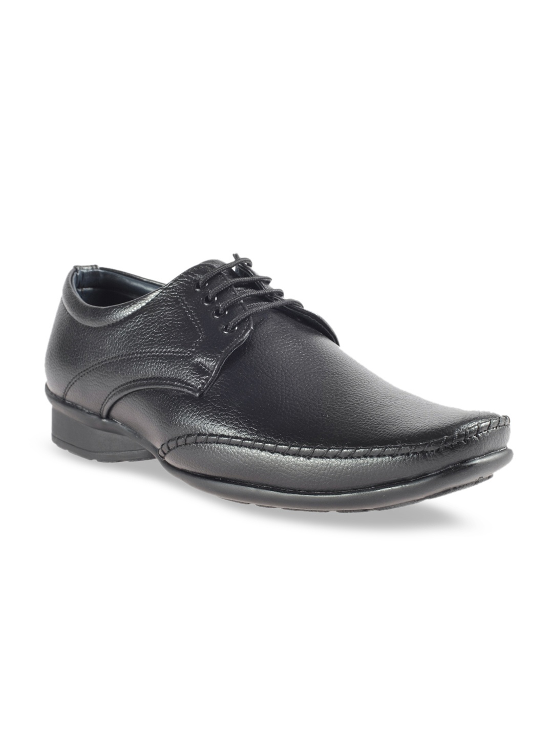 

Khadims Men Black Textured Formal Derbys