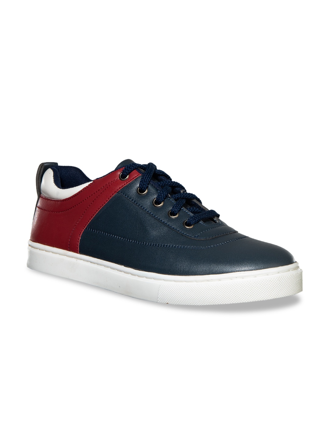 

Khadims Men Navy Blue & Red Colourblocked Sneakers