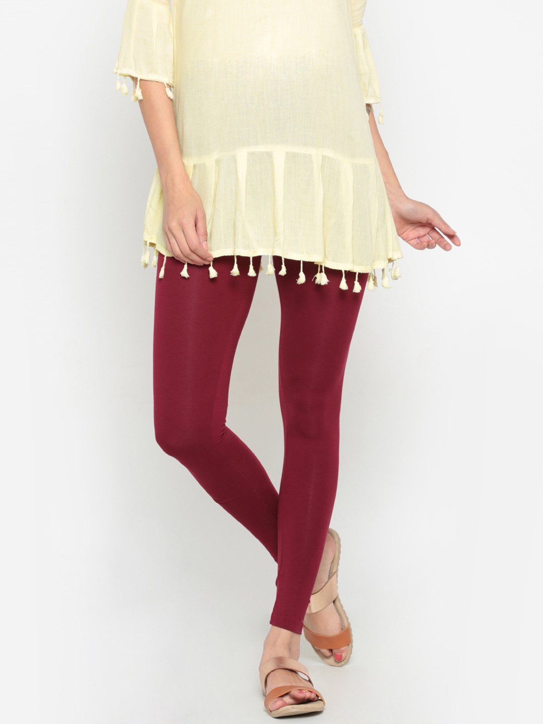 

De Moza Women Maroon Solid Ankle-Length Leggings