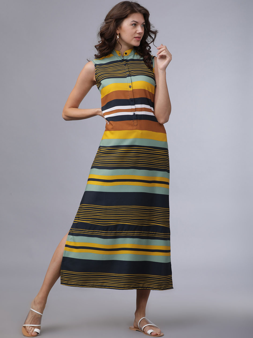 

Tokyo Talkies Women Multicoloured Striped Sheath Dress, Multi