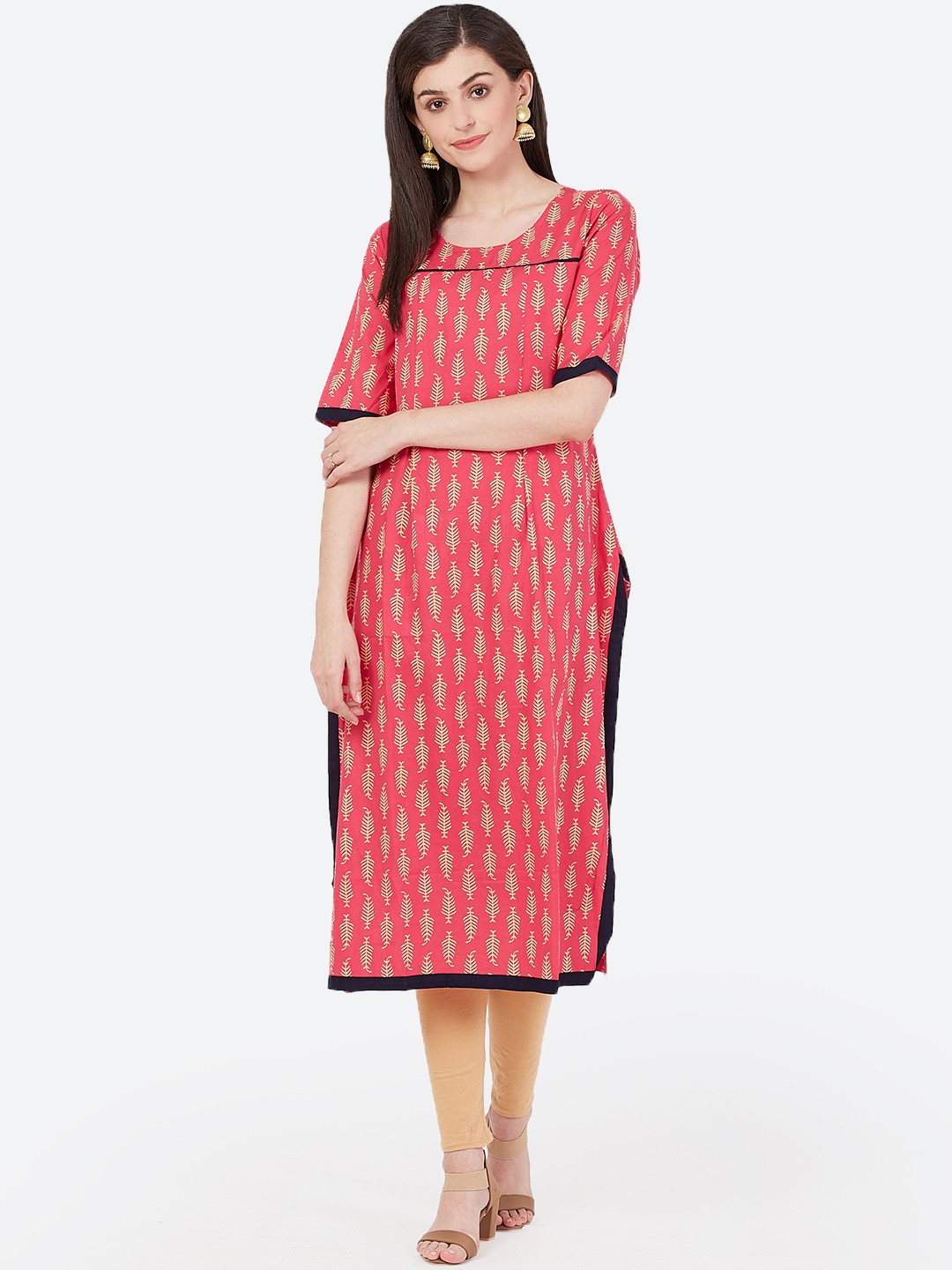 

Meeranshi Women Pink Printed Straight Kurta