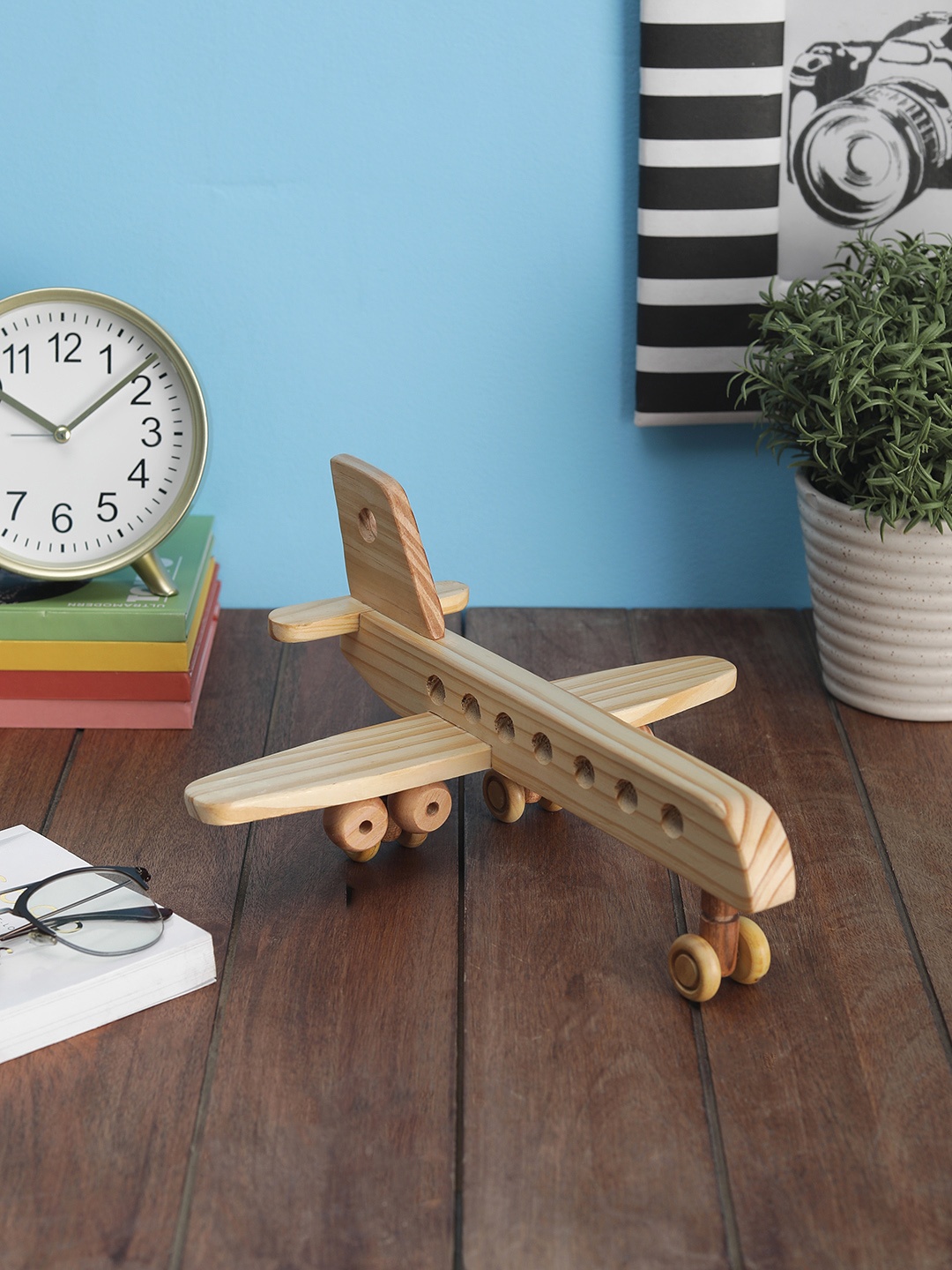 

VarEesha Beige & Brown Handmade Pine Wood Airbus Decorative Showpiece