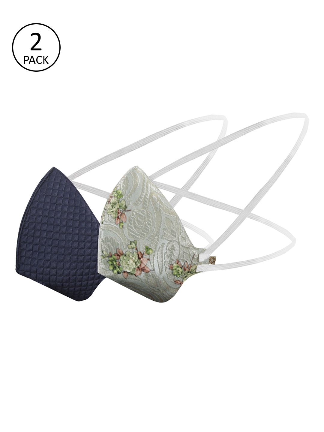 

VASTRAMAY Unisex Pack Of 2 Pcs Navy Blue & Green Reusable 3-Ply Protective Outdoor Masks