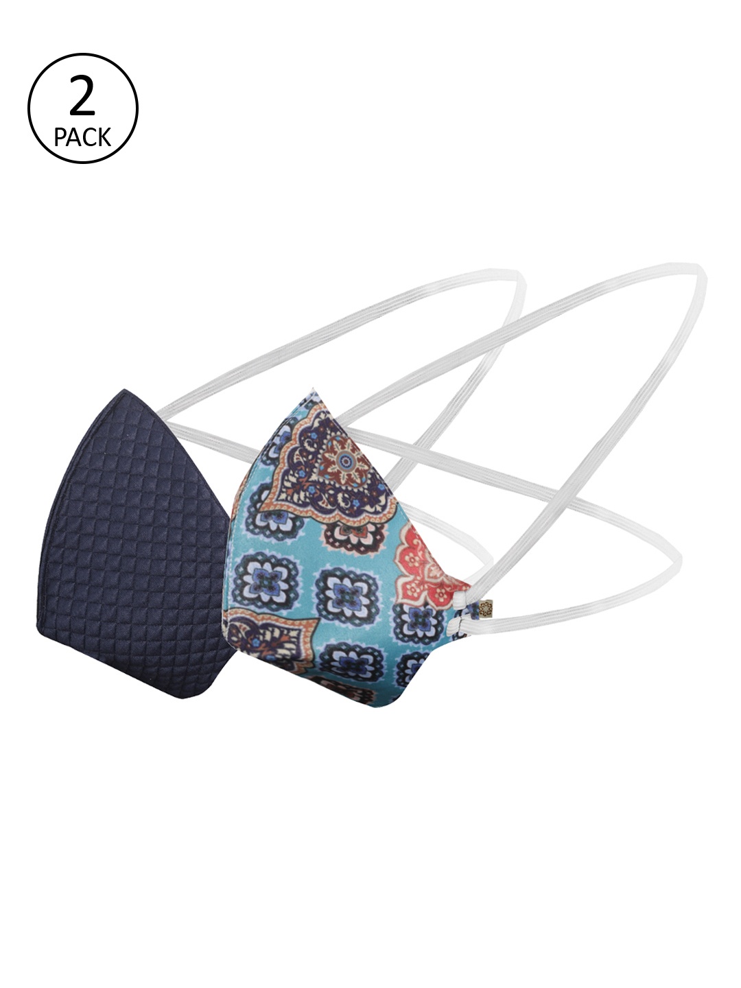 

VASTRAMAY Unisex Pack Of 2 3-Ply Reusable Outdoor Head Band Cloth Masks, Navy blue