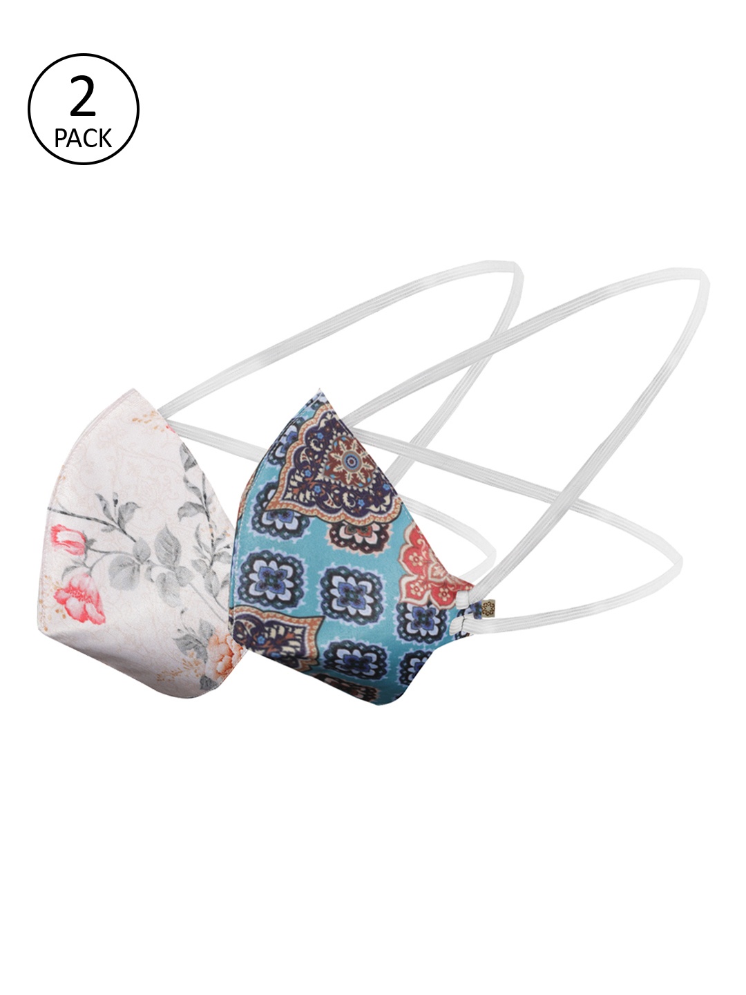 

VASTRAMAY Unisex Pack Of 2 Pcs Blue & White Reusable 3-Ply Protective Outdoor Masks