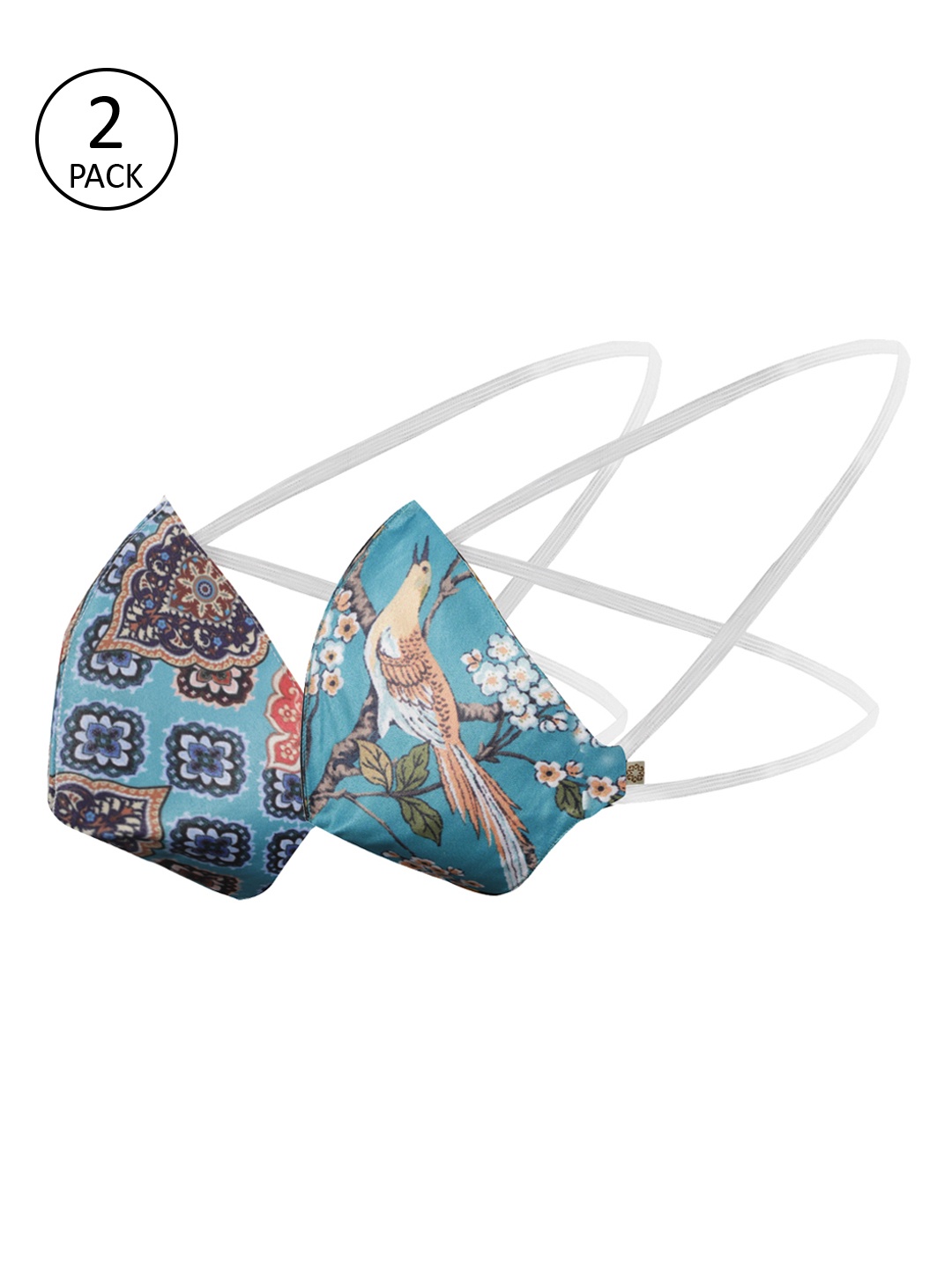 

VASTRAMAY Unisex Pack Of 2 3-Ply Reusable Outdoor Head Band Cloth Masks, Blue