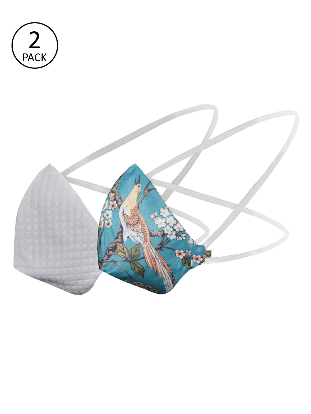 

VASTRAMAY Unisex Pack Of 2 Pcs Blue & White Reusable 3-Ply Protective Outdoor Masks