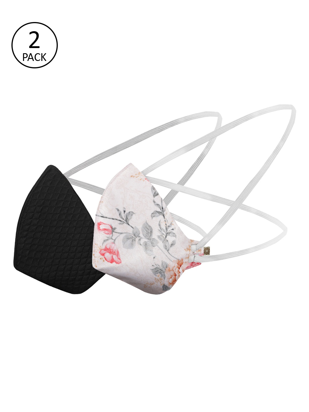 

VASTRAMAY Unisex Pack Of 2 Pcs Black & White Reusable 3-Ply Protective Outdoor Masks
