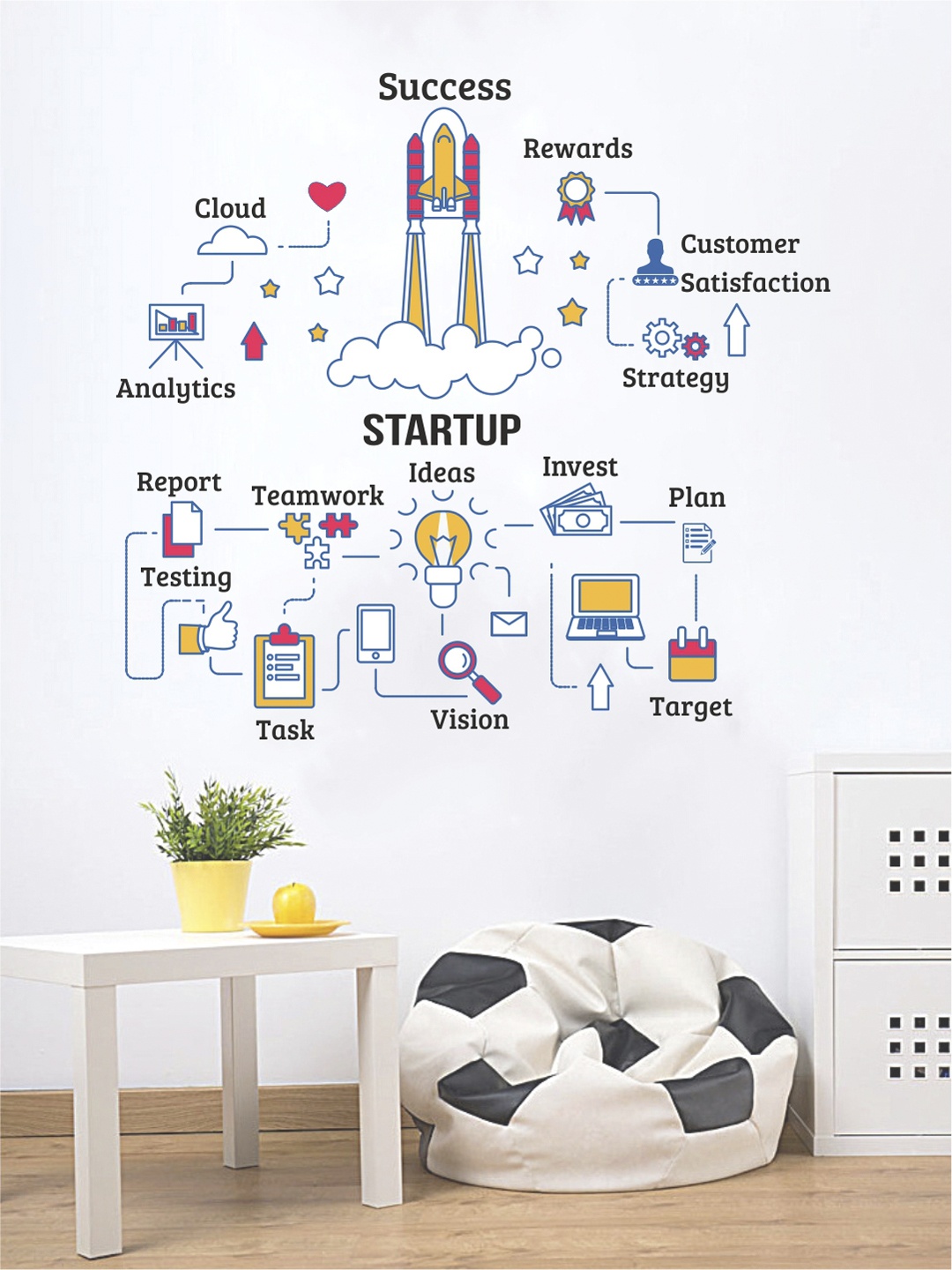 

rawpockets Multicolour Success Startup Wall Sticker, Multi