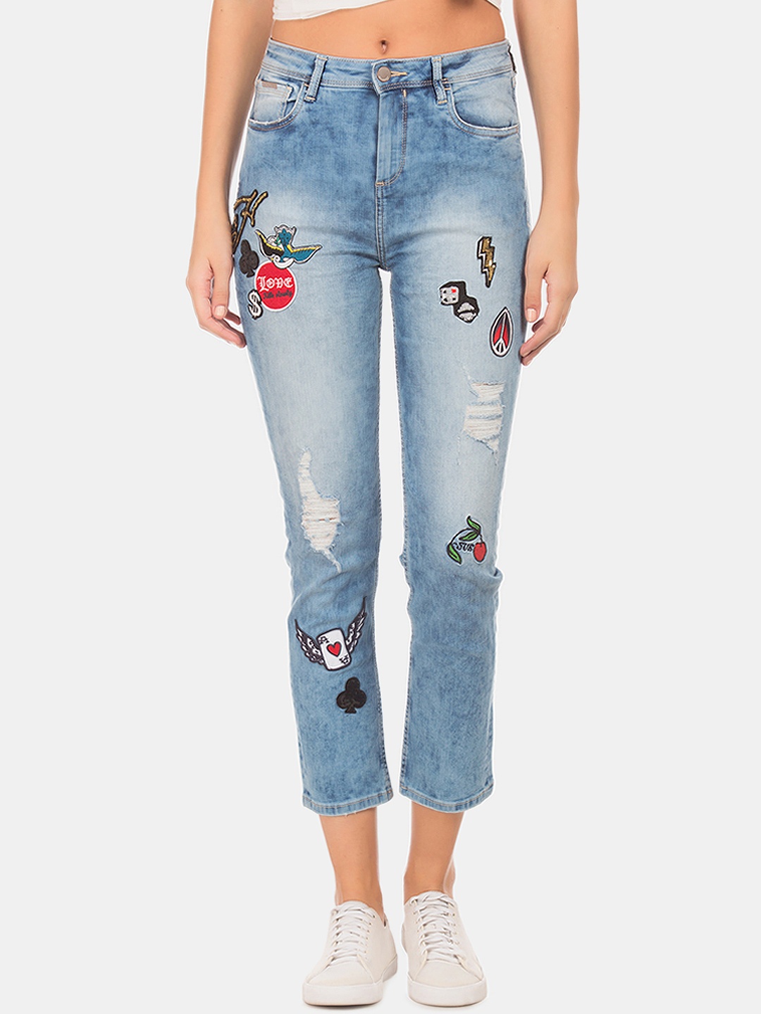 

Ed Hardy Women Blue Slim Fit High-Rise Mildly Distressed Jeans