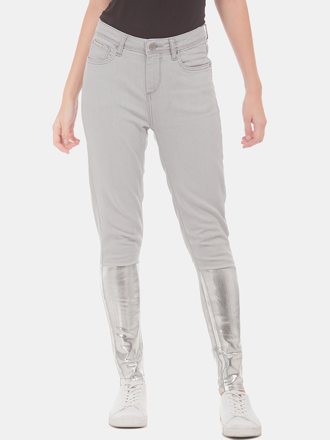 

Ed Hardy Women Grey Skinny Fit Mid-Rise Clean Look Coated Stretchable Jeans