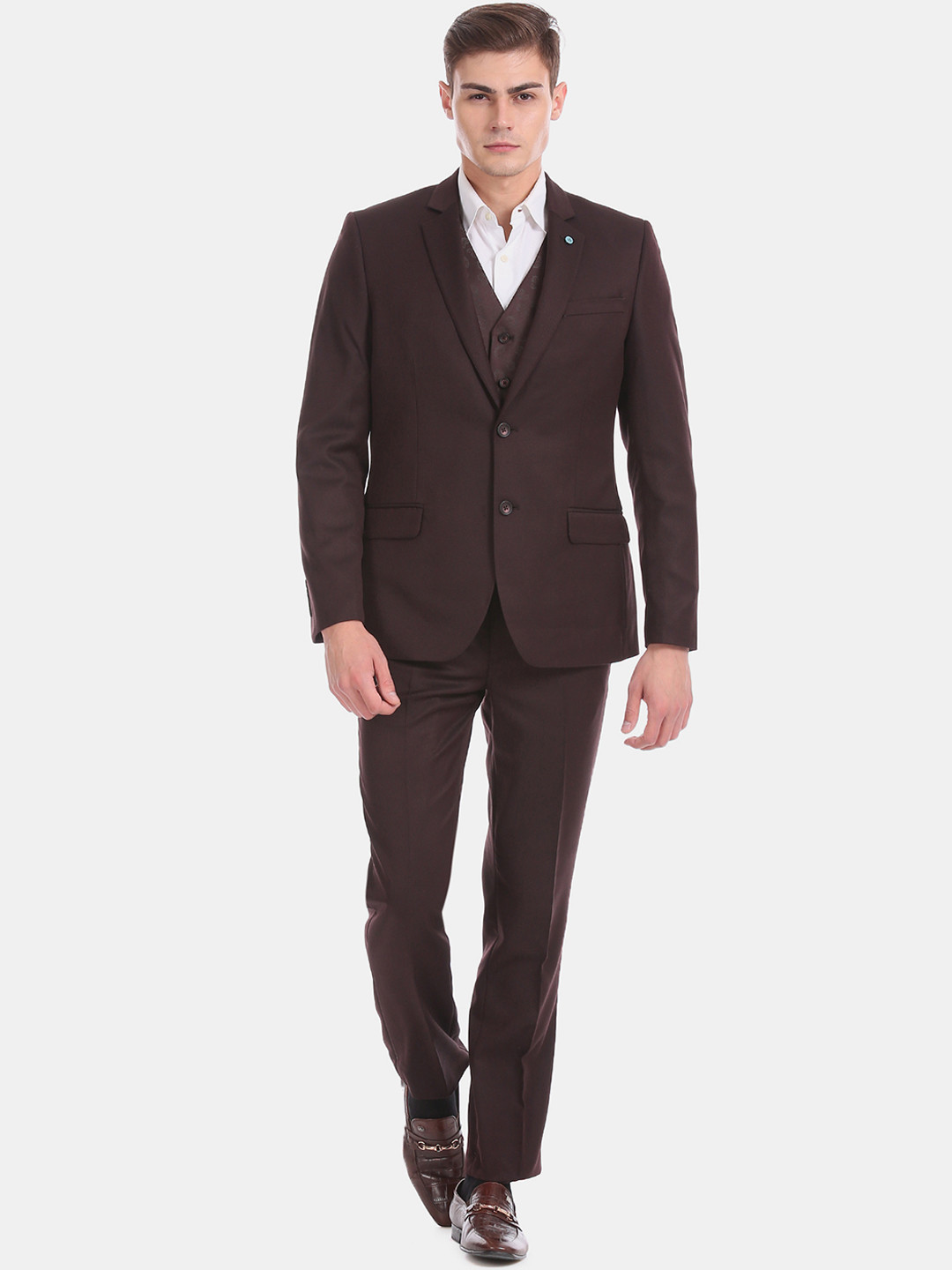 

Arrow Men Coffee Brown Solid Single-Breasted Formal Suit