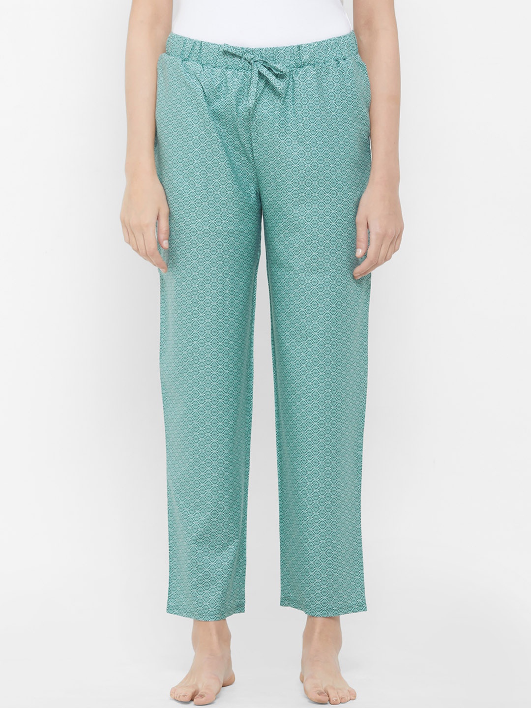 

SOIE Women Geometric Print Lounge Pants, Turquoise blue