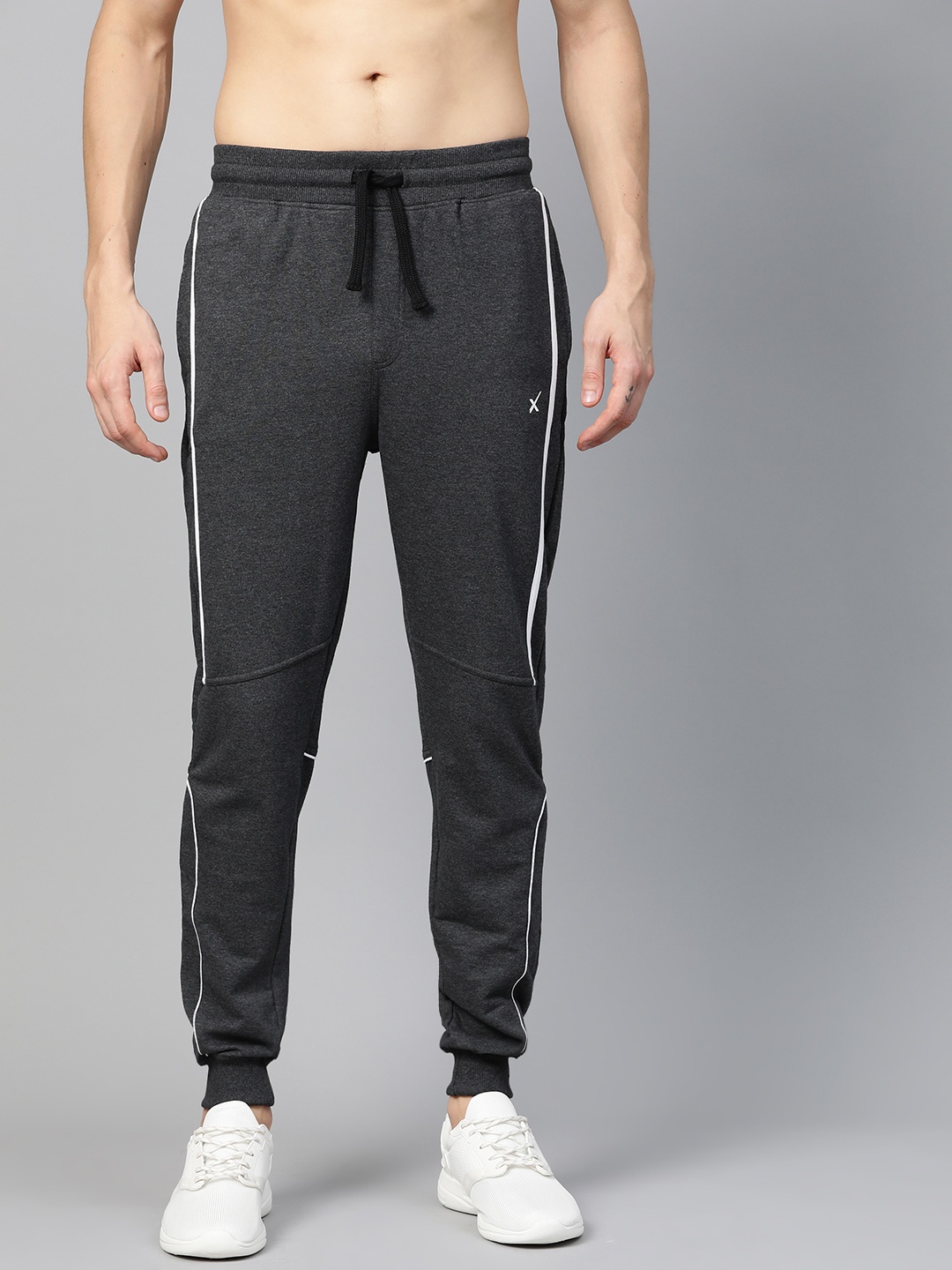 

HRX by Hrithik Roshan Men Anthra Melane Solid Regular Fit Bio-Wash Lifestyle Jogger, Grey melange