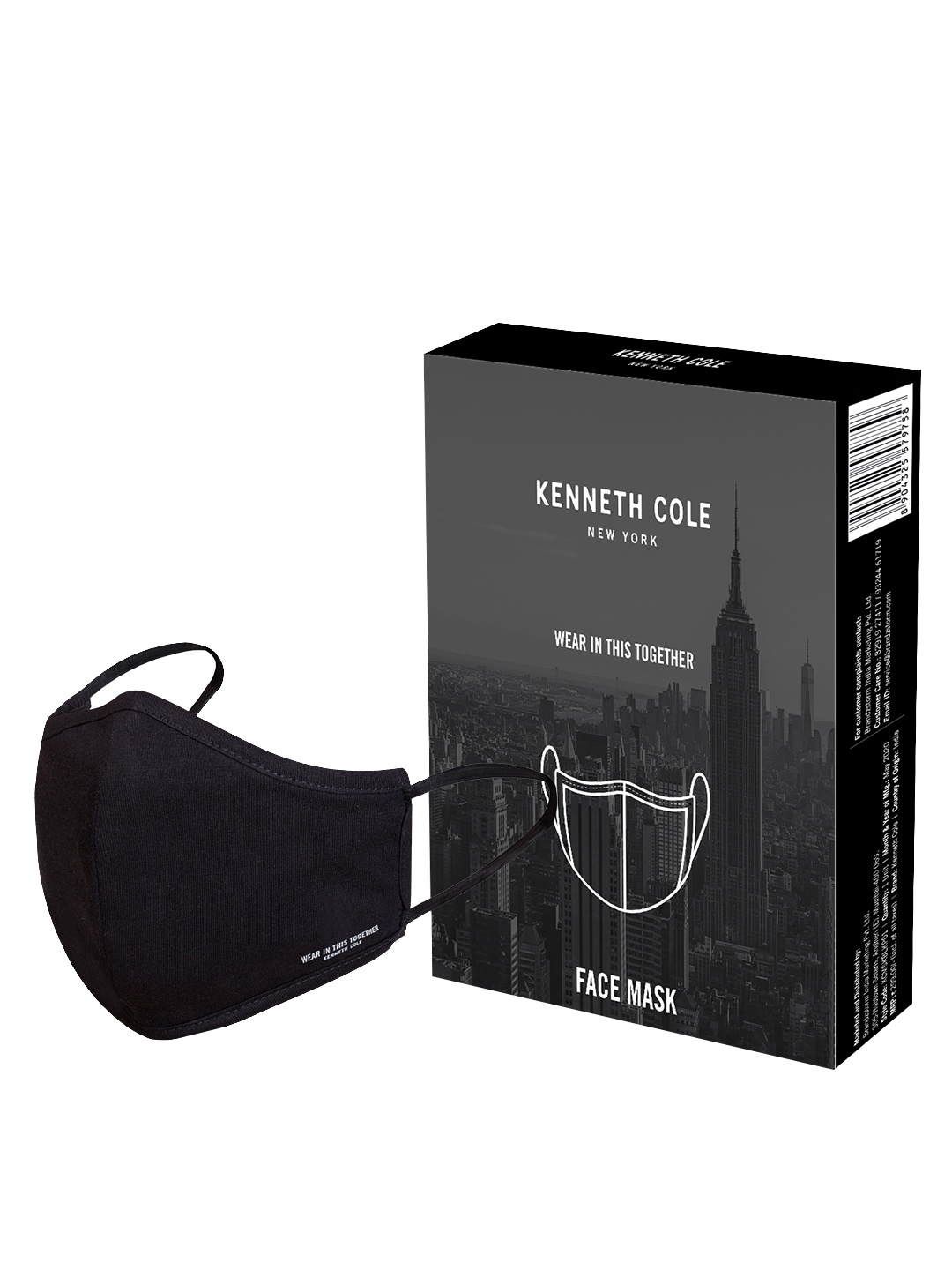 

Kenneth Cole Adults Black 6-Ply Reusable Protective Knitted Outdoor Mask