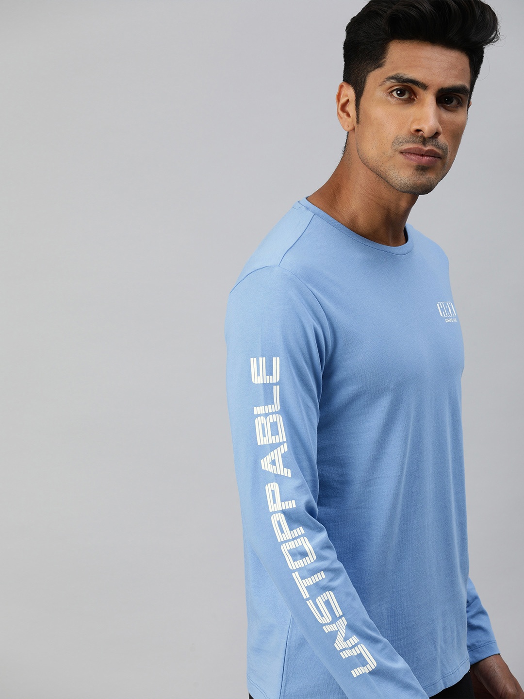 

HRX by Hrithik Roshan Men Blue Printed Bio-Wash Lifestyle Tshirts