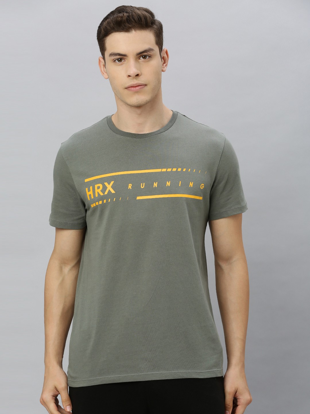 

HRX by Hrithik Roshan Men Olive Green Printed Bio-Wash Running Tshirt